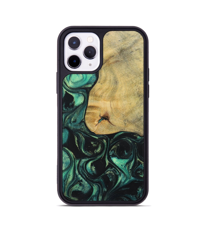 iPhone 11 Pro Wood+Resin Phone Case - Kira (Green, 696073)