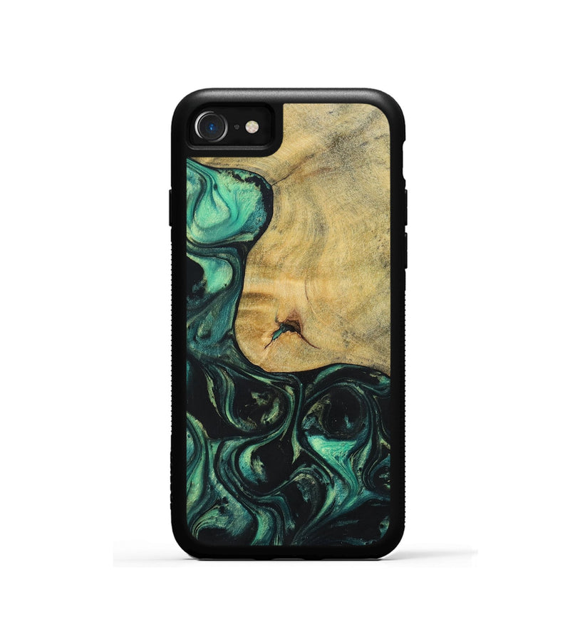 iPhone SE Wood+Resin Phone Case - Kira (Green, 696073)