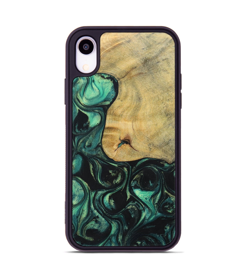 iPhone Xr Wood+Resin Phone Case - Kira (Green, 696073)