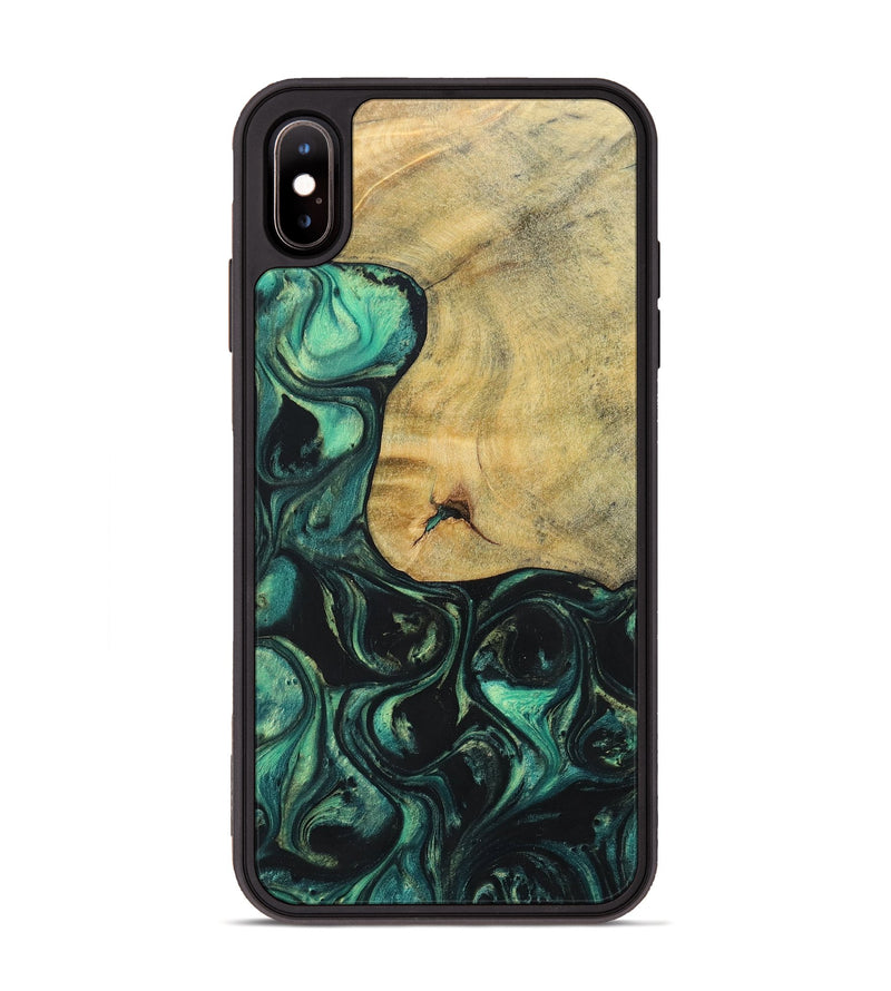 iPhone Xs Max Wood+Resin Phone Case - Kira (Green, 696073)