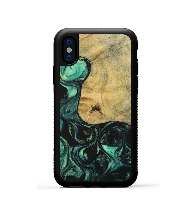 iPhone Xs Wood+Resin Phone Case - Kira (Green, 696073)