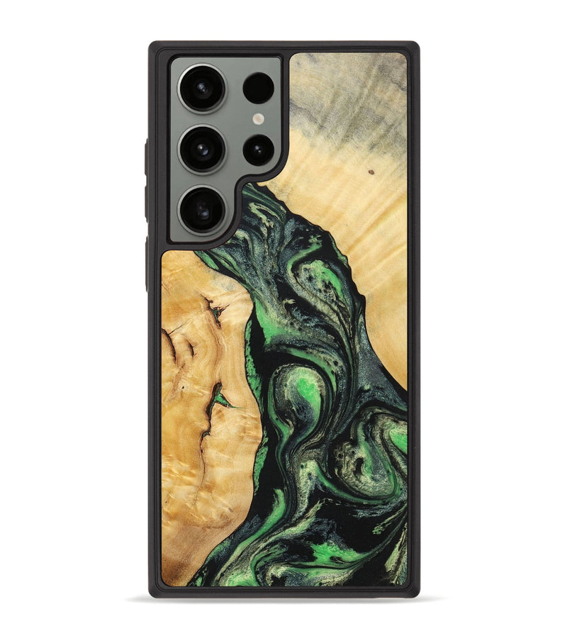 Galaxy S23 Ultra Wood+Resin Phone Case - Nevaeh (Green, 696074)