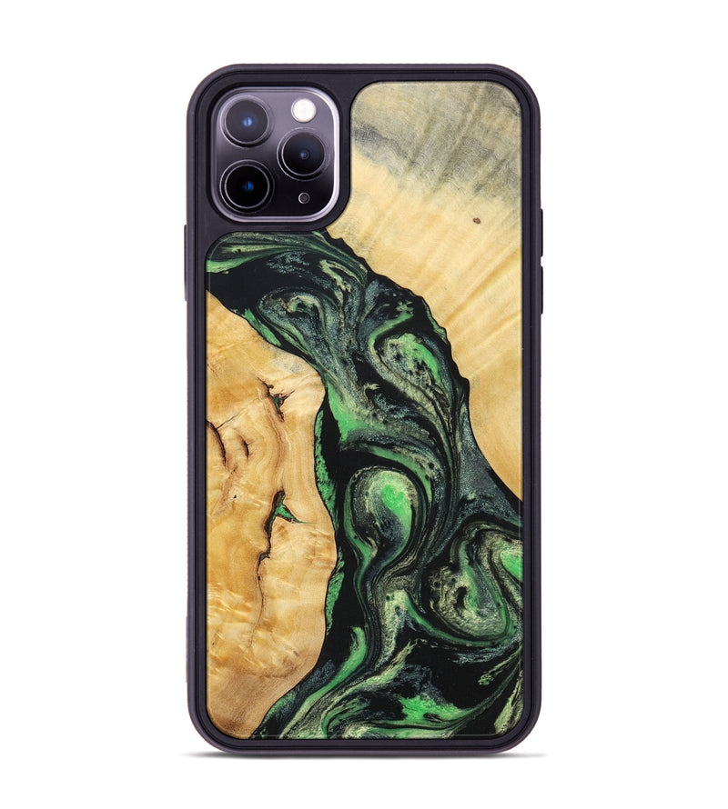 iPhone 11 Pro Max Wood+Resin Phone Case - Nevaeh (Green, 696074)