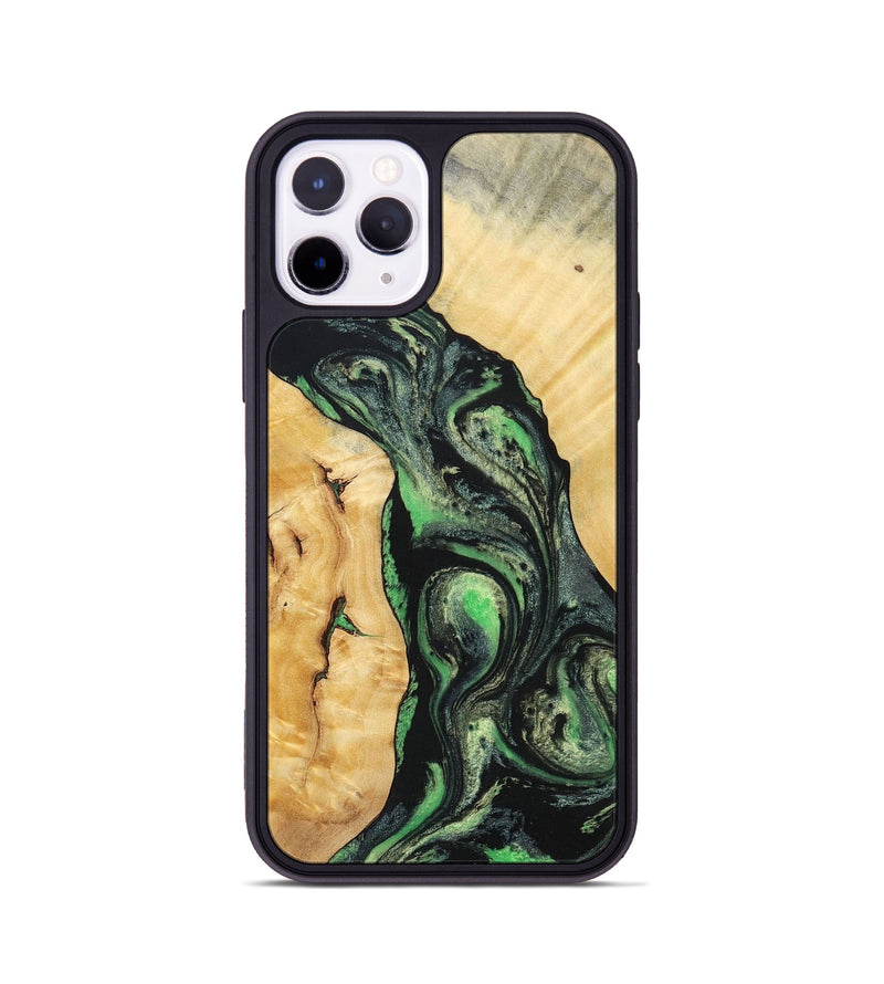 iPhone 11 Pro Wood+Resin Phone Case - Nevaeh (Green, 696074)