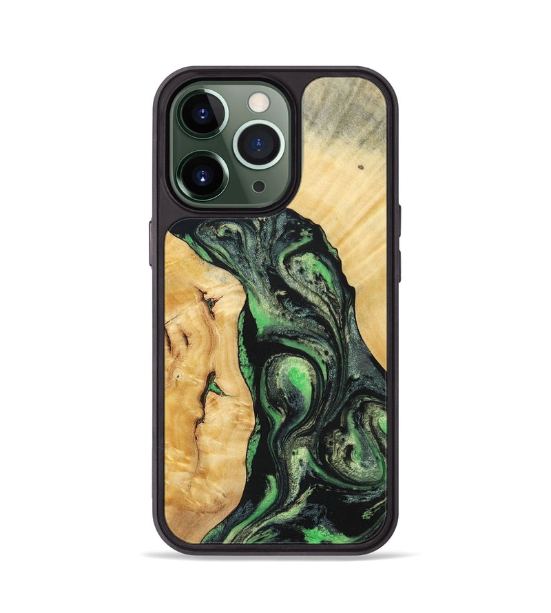 iPhone 13 Pro Wood+Resin Phone Case - Nevaeh (Green, 696074)