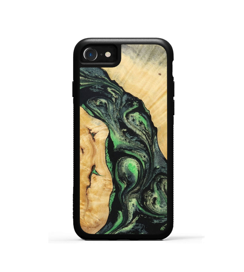 iPhone SE Wood+Resin Phone Case - Nevaeh (Green, 696074)