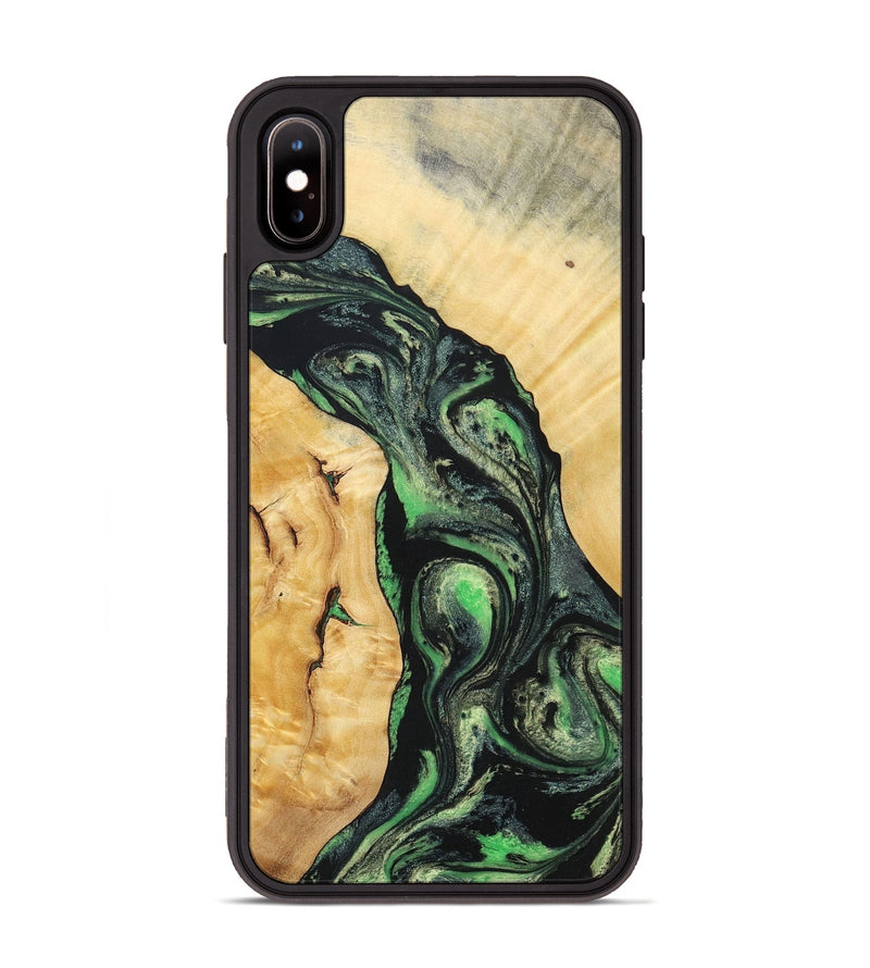 iPhone Xs Max Wood+Resin Phone Case - Nevaeh (Green, 696074)