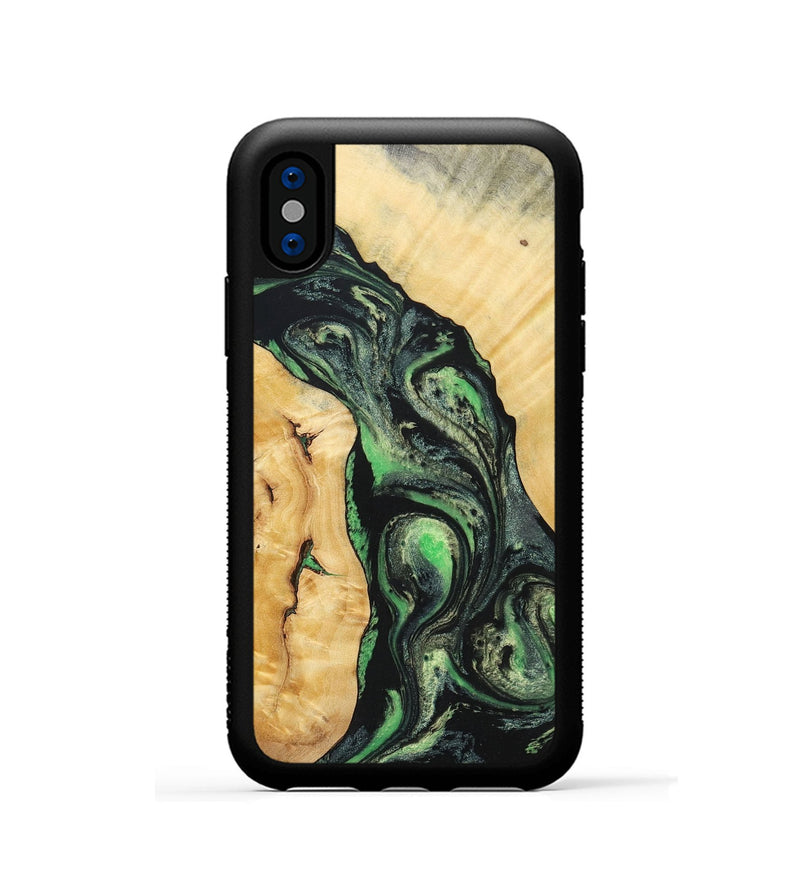 iPhone Xs Wood+Resin Phone Case - Nevaeh (Green, 696074)