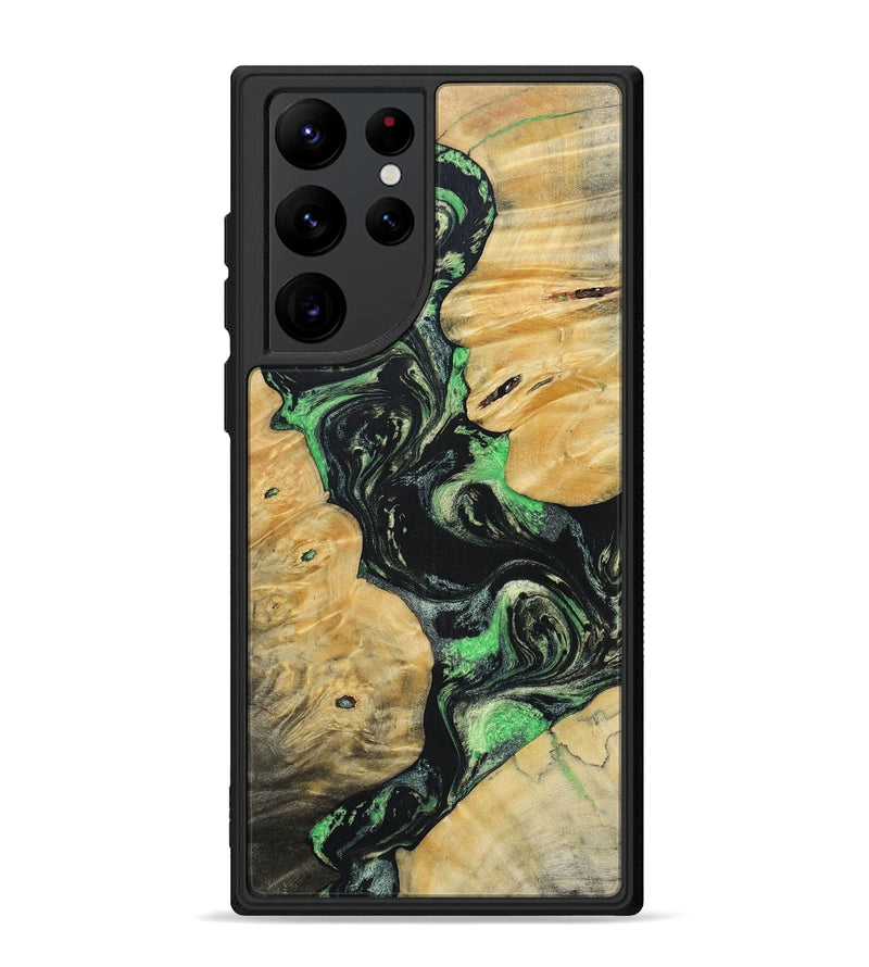 Galaxy S22 Ultra Wood+Resin Phone Case - Tasha (Green, 696076)