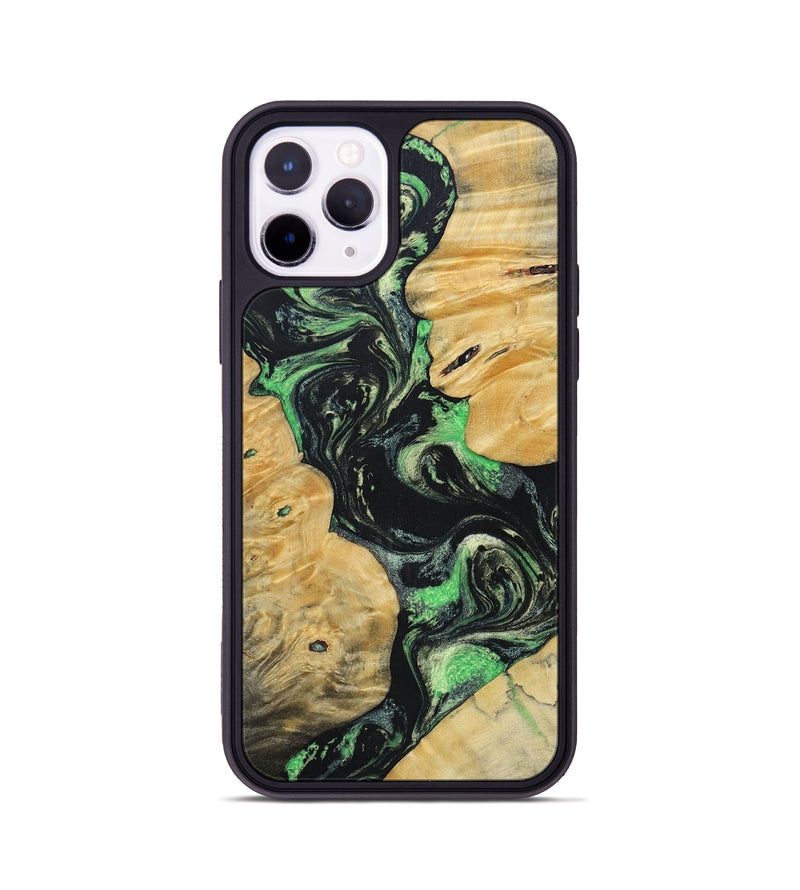 iPhone 11 Pro Wood+Resin Phone Case - Tasha (Green, 696076)