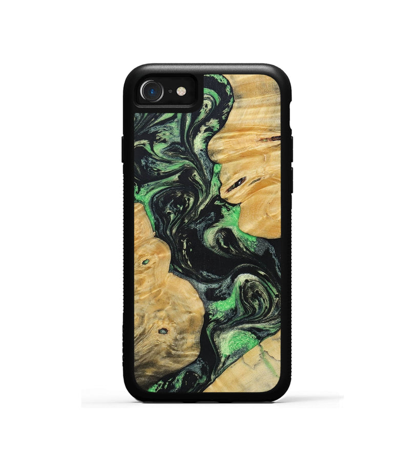 iPhone SE Wood+Resin Phone Case - Tasha (Green, 696076)