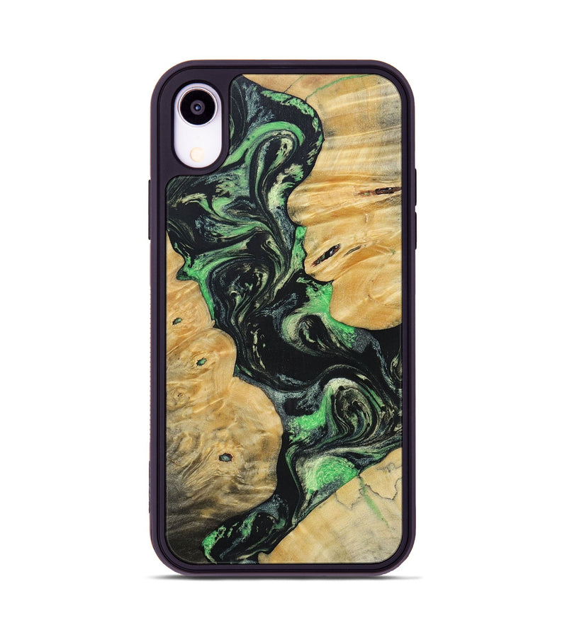 iPhone Xr Wood+Resin Phone Case - Tasha (Green, 696076)