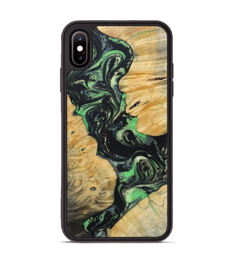 iPhone Xs Max Wood+Resin Phone Case - Tasha (Green, 696076)