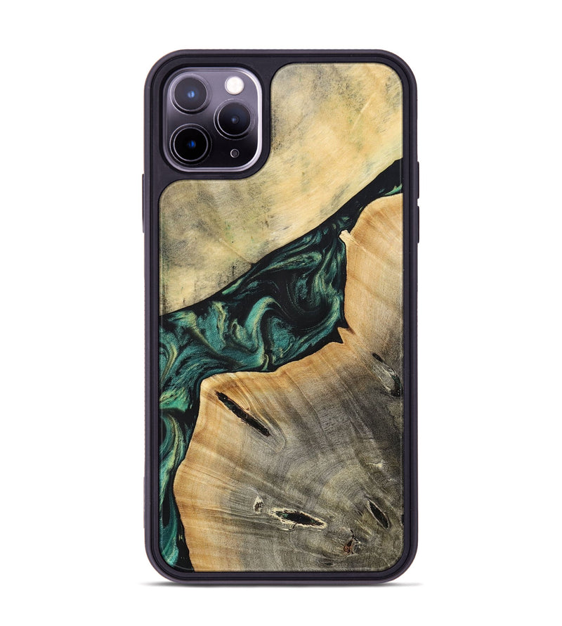 iPhone 11 Pro Max Wood+Resin Phone Case - Braylen (Green, 696081)