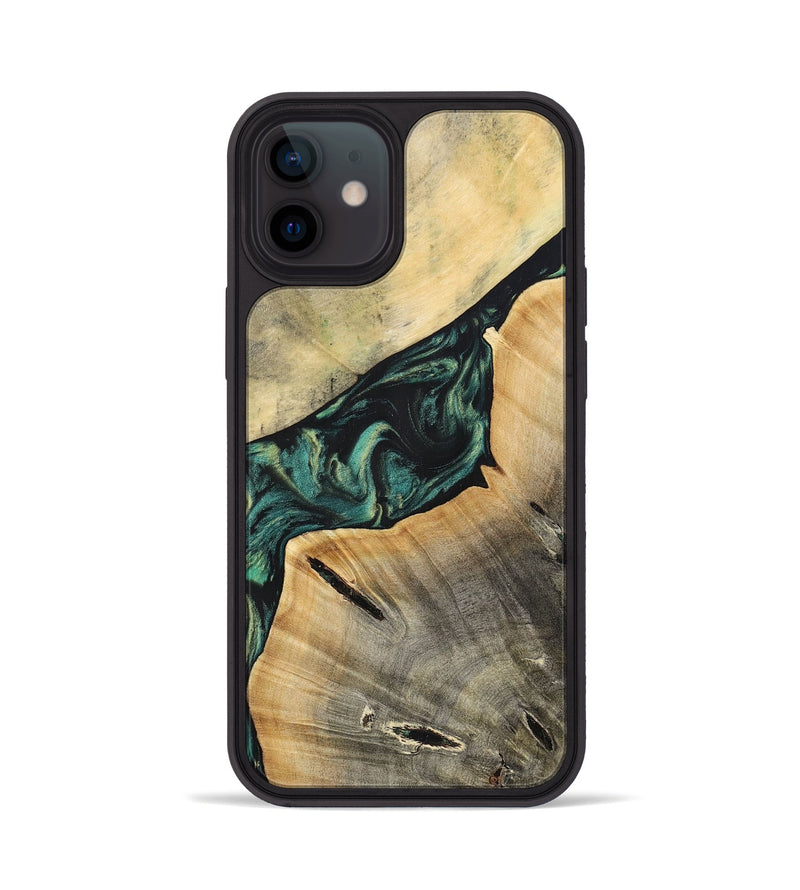 iPhone 12 Wood+Resin Phone Case - Braylen (Green, 696081)