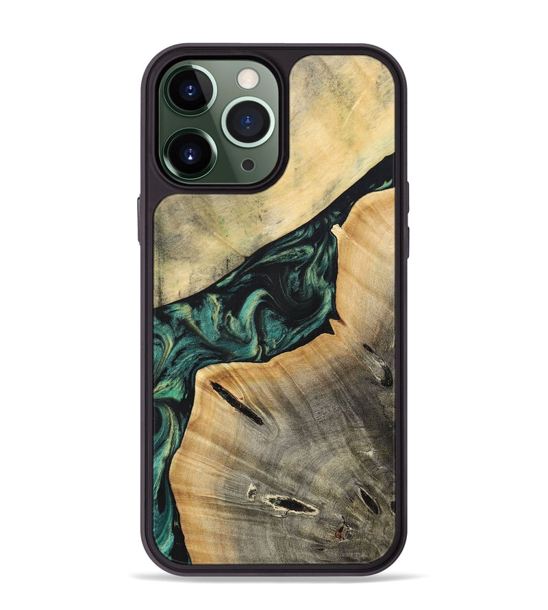 iPhone 13 Pro Max Wood+Resin Phone Case - Braylen (Green, 696081)