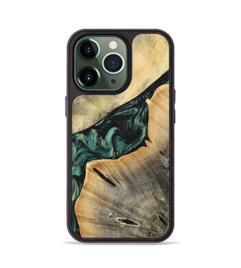 iPhone 13 Pro Wood+Resin Phone Case - Braylen (Green, 696081)