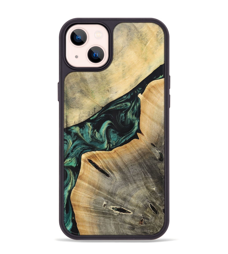 iPhone 14 Plus Wood+Resin Phone Case - Braylen (Green, 696081)