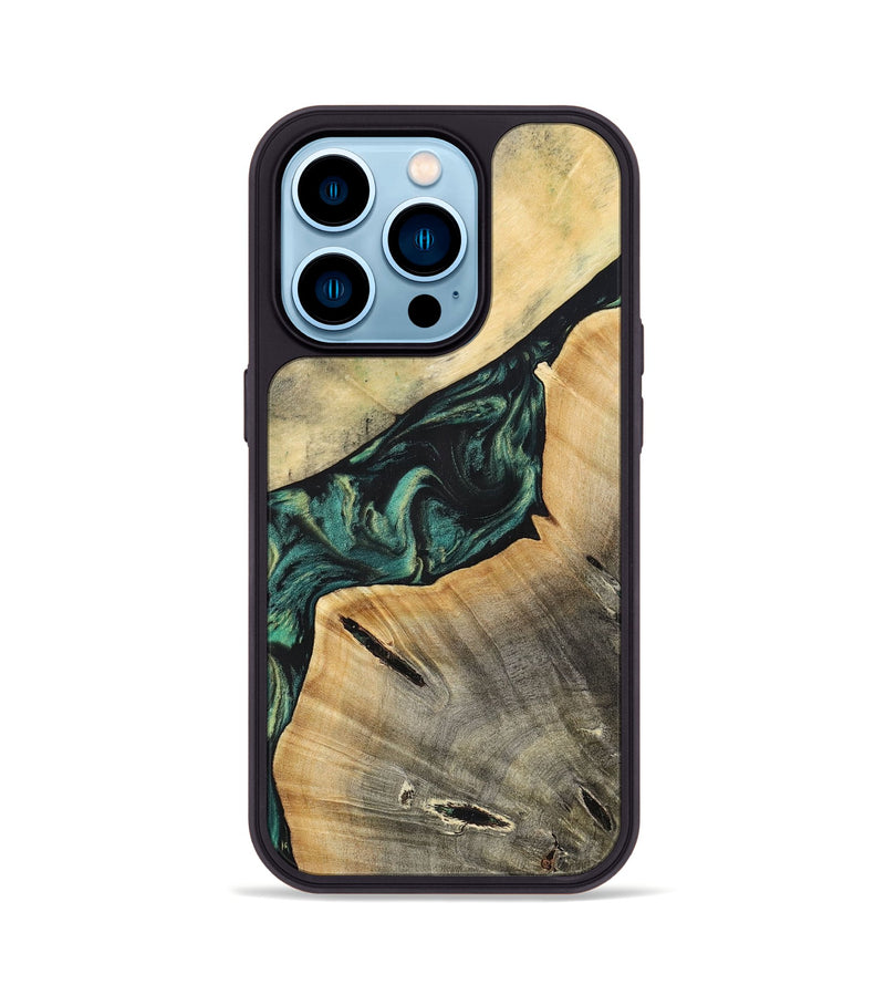 iPhone 14 Pro Wood+Resin Phone Case - Braylen (Green, 696081)