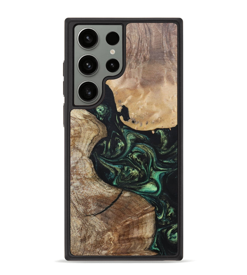 Galaxy S23 Ultra Wood+Resin Phone Case - Gretchen (Green, 696082)