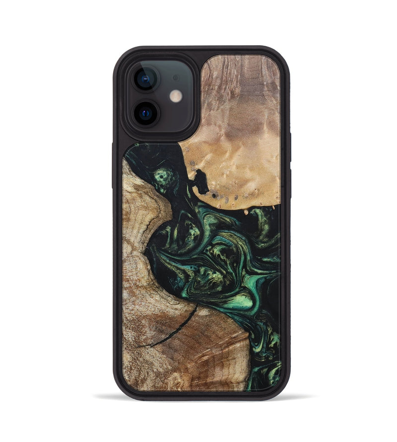 iPhone 12 Wood+Resin Phone Case - Gretchen (Green, 696082)