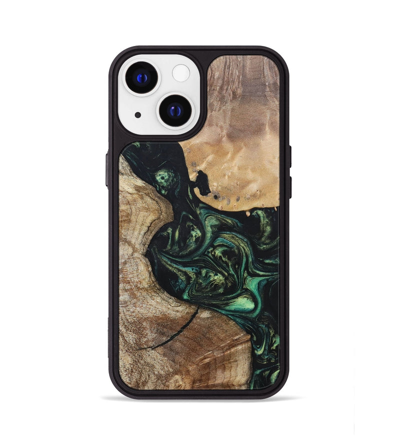 iPhone 13 Wood+Resin Phone Case - Gretchen (Green, 696082)