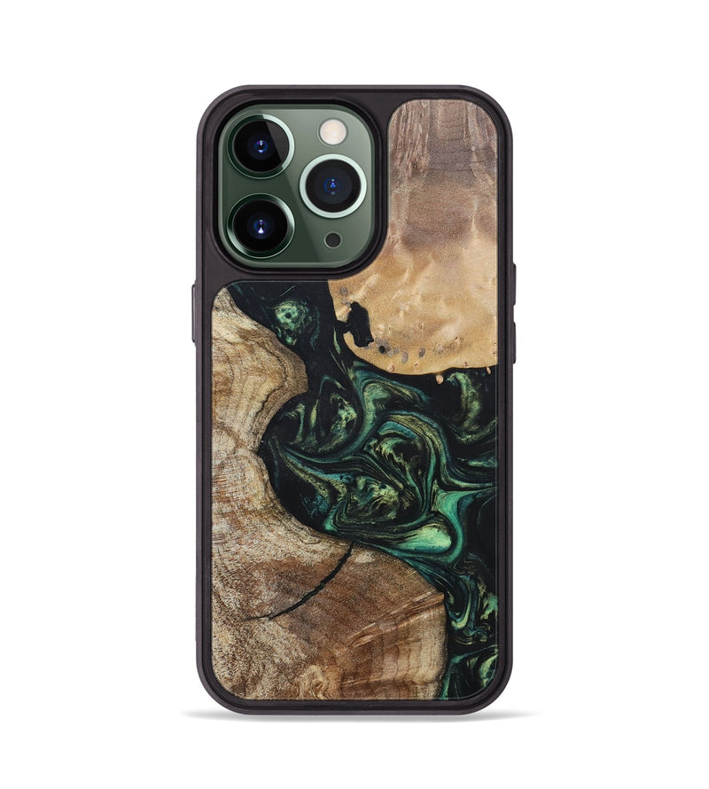 iPhone 13 Pro Wood+Resin Phone Case - Gretchen (Green, 696082)