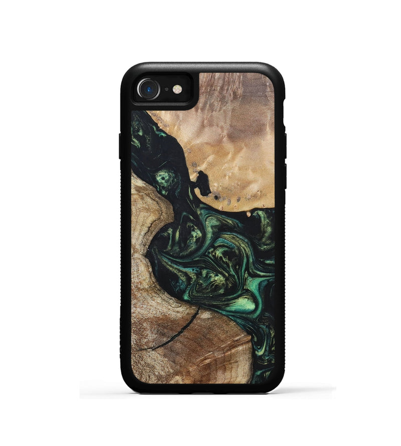 iPhone SE Wood+Resin Phone Case - Gretchen (Green, 696082)