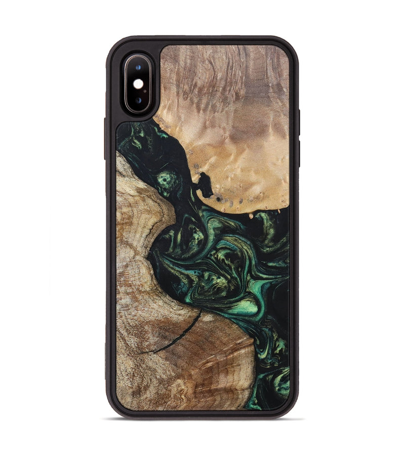 iPhone Xs Max Wood+Resin Phone Case - Gretchen (Green, 696082)