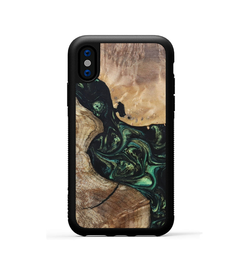 iPhone Xs Wood+Resin Phone Case - Gretchen (Green, 696082)
