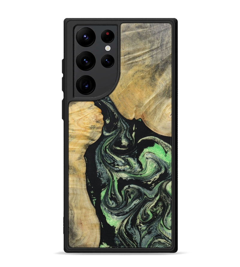 Galaxy S22 Ultra Wood+Resin Phone Case - Roman (Green, 696088)