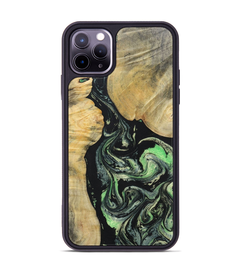 iPhone 11 Pro Max Wood+Resin Phone Case - Roman (Green, 696088)