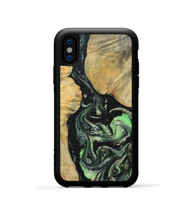 iPhone Xs Wood+Resin Phone Case - Roman (Green, 696088)