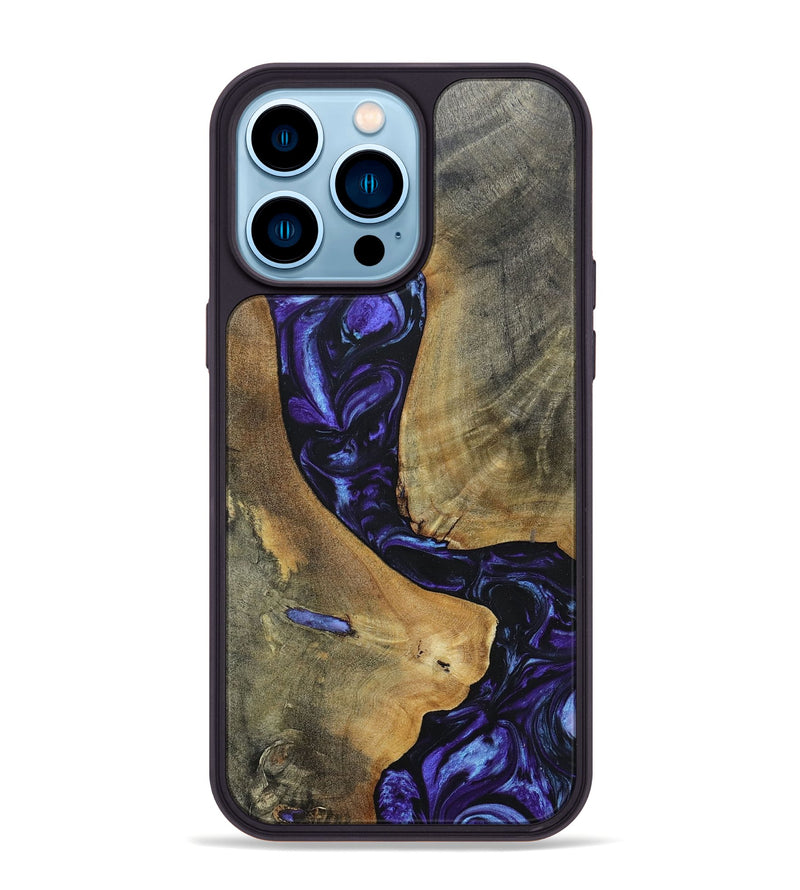 iPhone 14 Pro Max Wood+Resin Phone Case - Kyla (Purple, 696102)