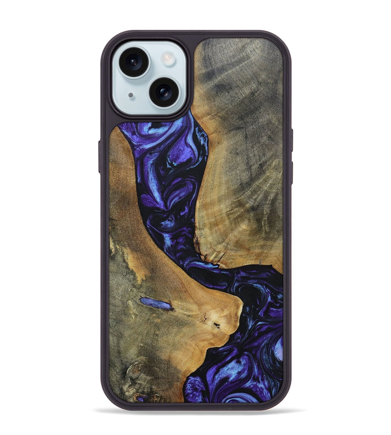 iPhone 15 Plus Wood+Resin Phone Case - Kyla (Purple, 696102)