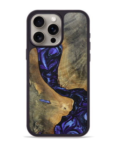 iPhone 15 Pro Max Wood+Resin Phone Case - Kyla (Purple, 696102)