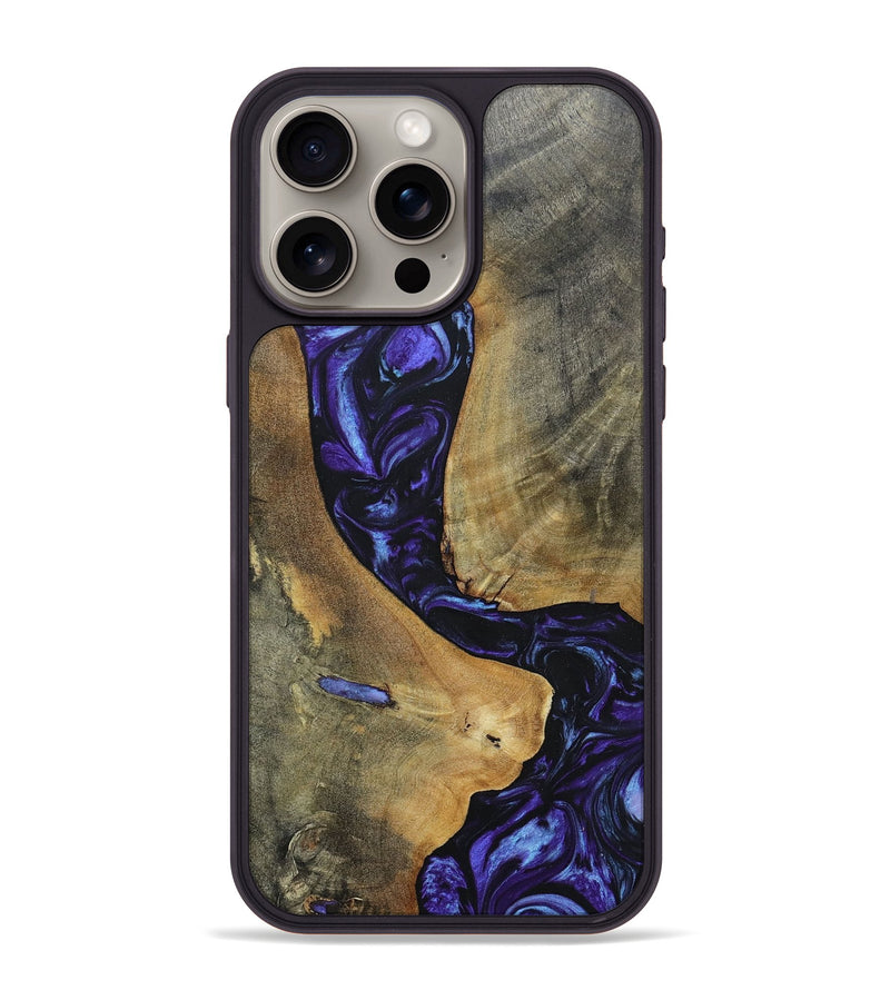 iPhone 15 Pro Max Wood+Resin Phone Case - Kyla (Purple, 696102)
