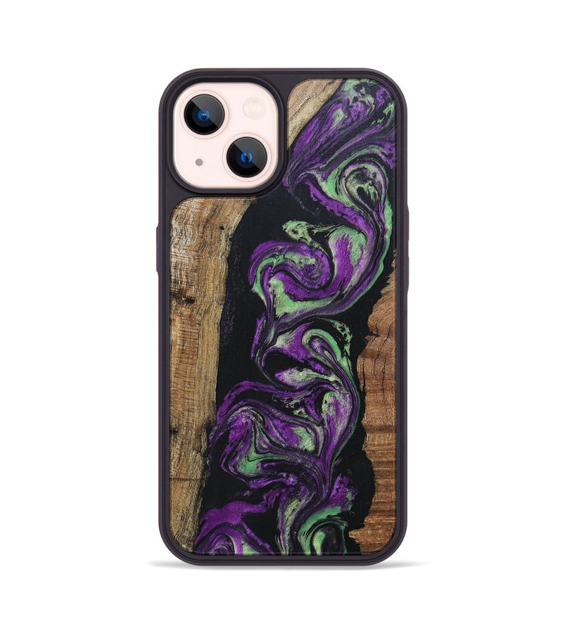iPhone 14 Wood+Resin Phone Case - Marjorie (Purple, 696103)