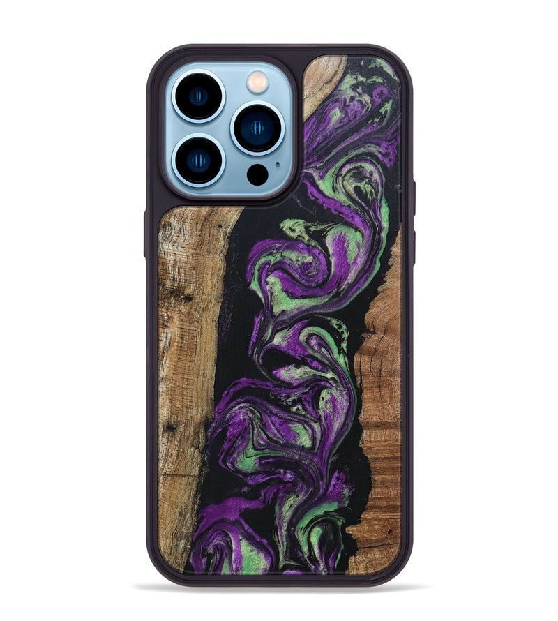 iPhone 14 Pro Max Wood+Resin Phone Case - Marjorie (Purple, 696103)