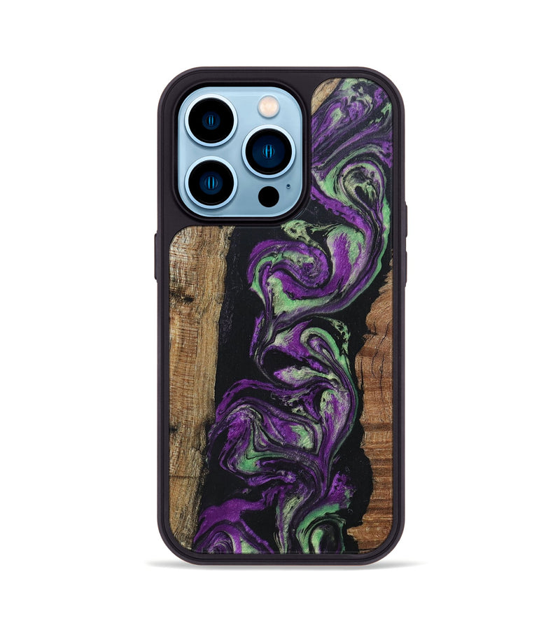 iPhone 14 Pro Wood+Resin Phone Case - Marjorie (Purple, 696103)