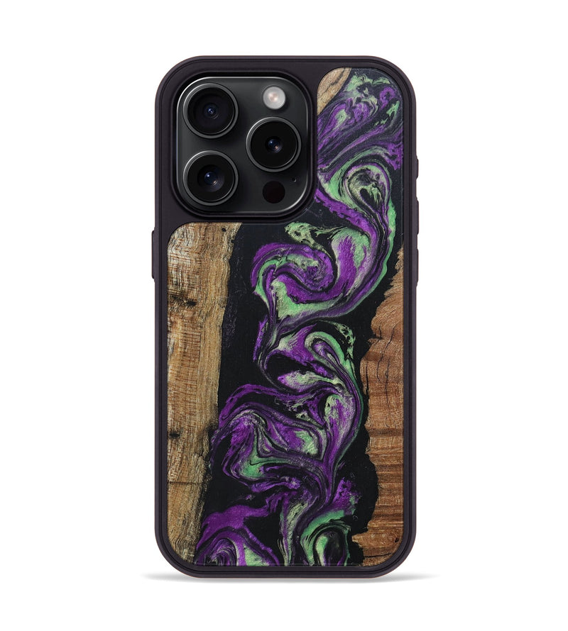 iPhone 15 Pro Wood+Resin Phone Case - Marjorie (Purple, 696103)