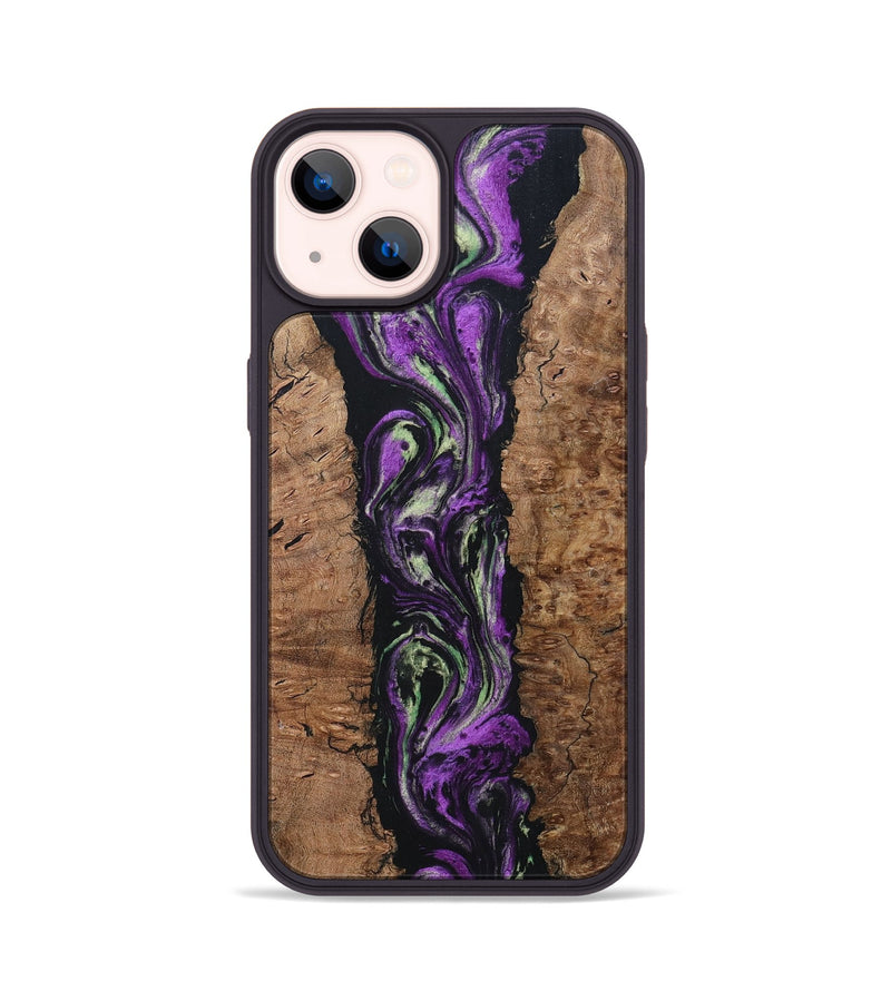 iPhone 14 Wood+Resin Phone Case - Talan (Purple, 696114)