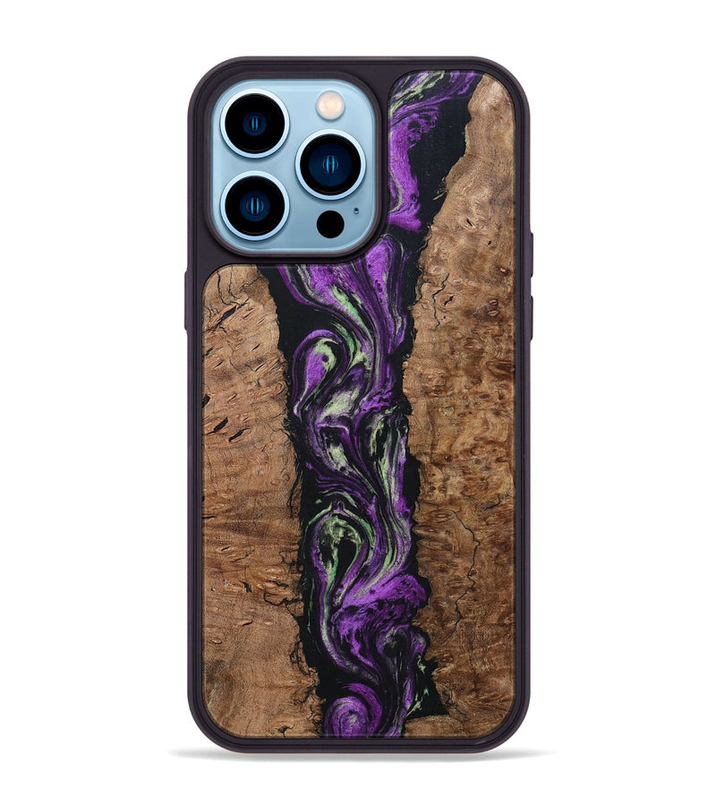 iPhone 14 Pro Max Wood+Resin Phone Case - Talan (Purple, 696114)
