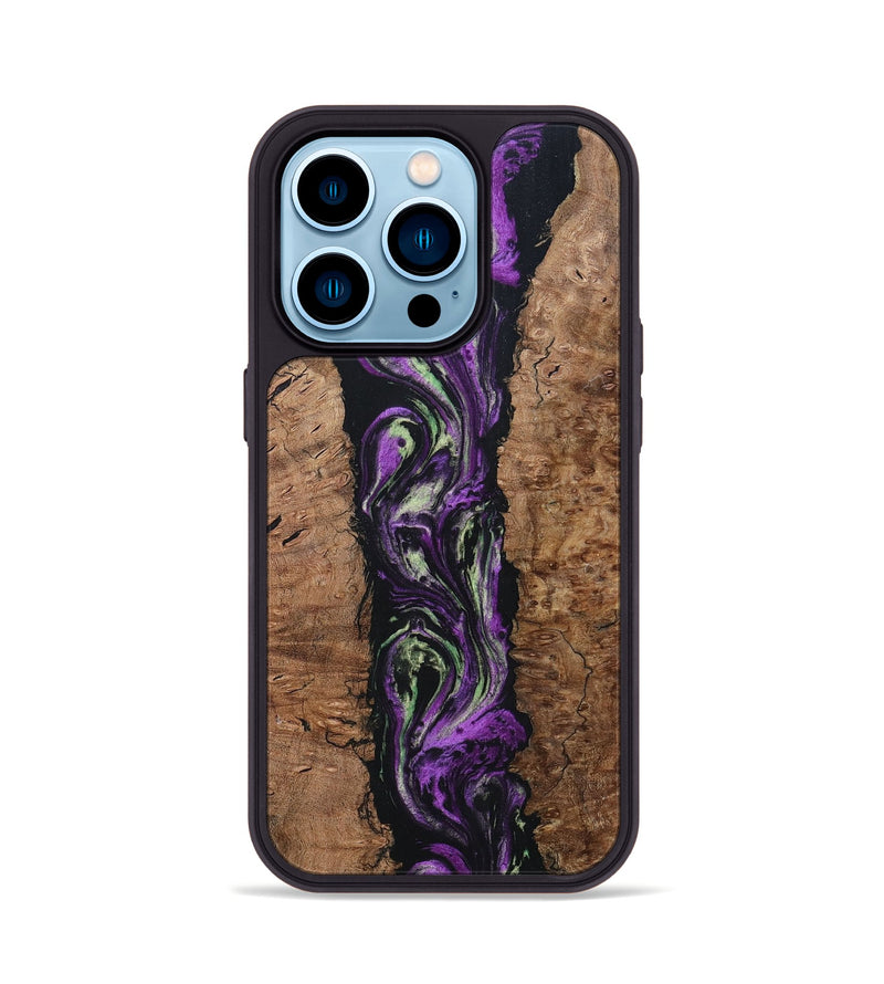 iPhone 14 Pro Wood+Resin Phone Case - Talan (Purple, 696114)