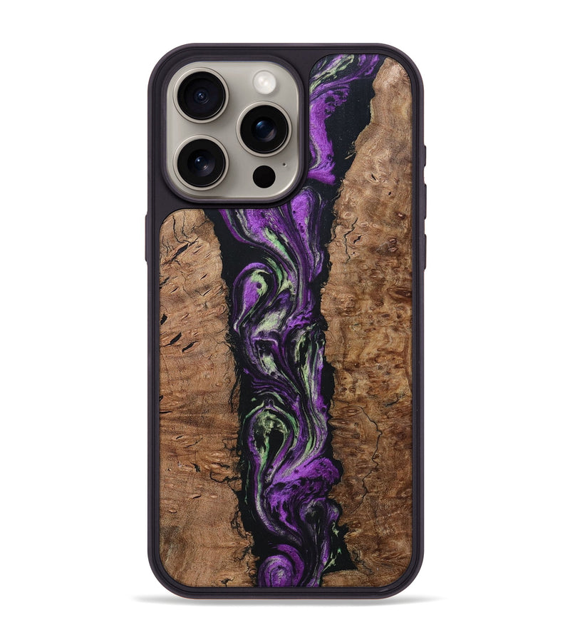 iPhone 15 Pro Max Wood+Resin Phone Case - Talan (Purple, 696114)