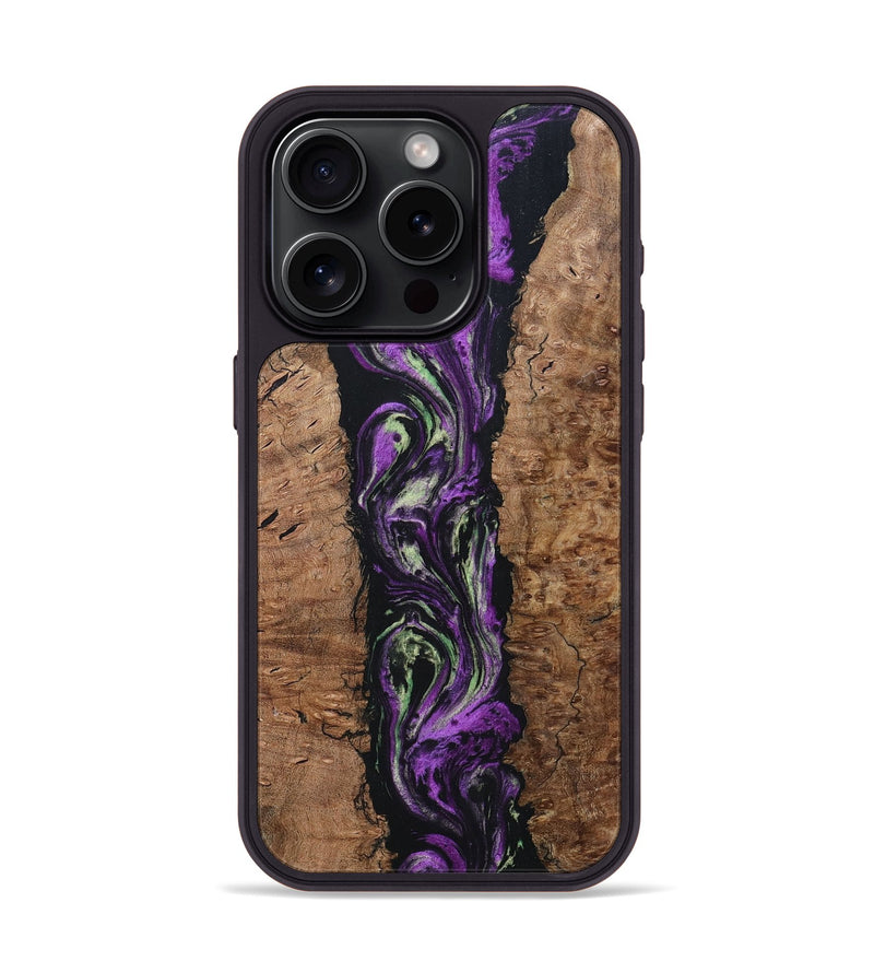 iPhone 15 Pro Wood+Resin Phone Case - Talan (Purple, 696114)