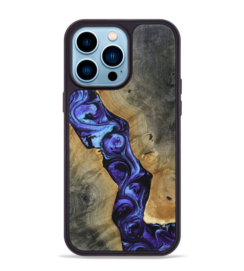iPhone 14 Pro Max Wood+Resin Phone Case - Jayceon (Purple, 696118)