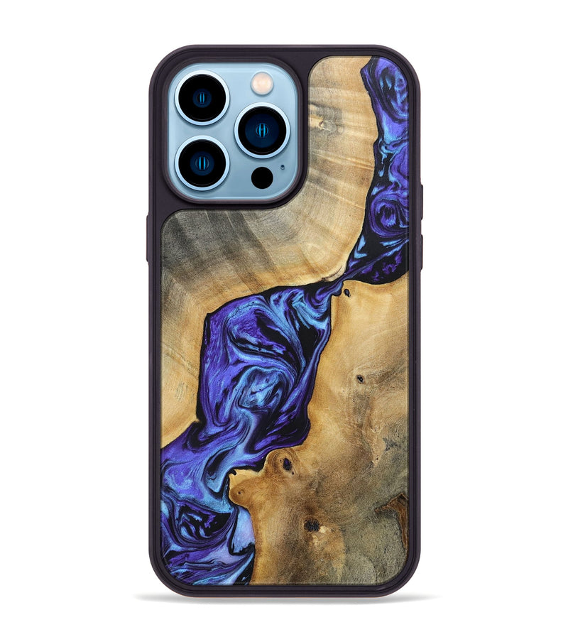 iPhone 14 Pro Max Wood+Resin Phone Case - Deandre (Purple, 696122)