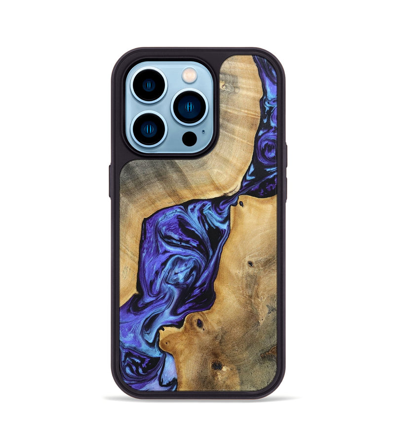 iPhone 14 Pro Wood+Resin Phone Case - Deandre (Purple, 696122)