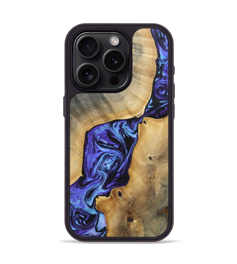 iPhone 15 Pro Wood+Resin Phone Case - Deandre (Purple, 696122)